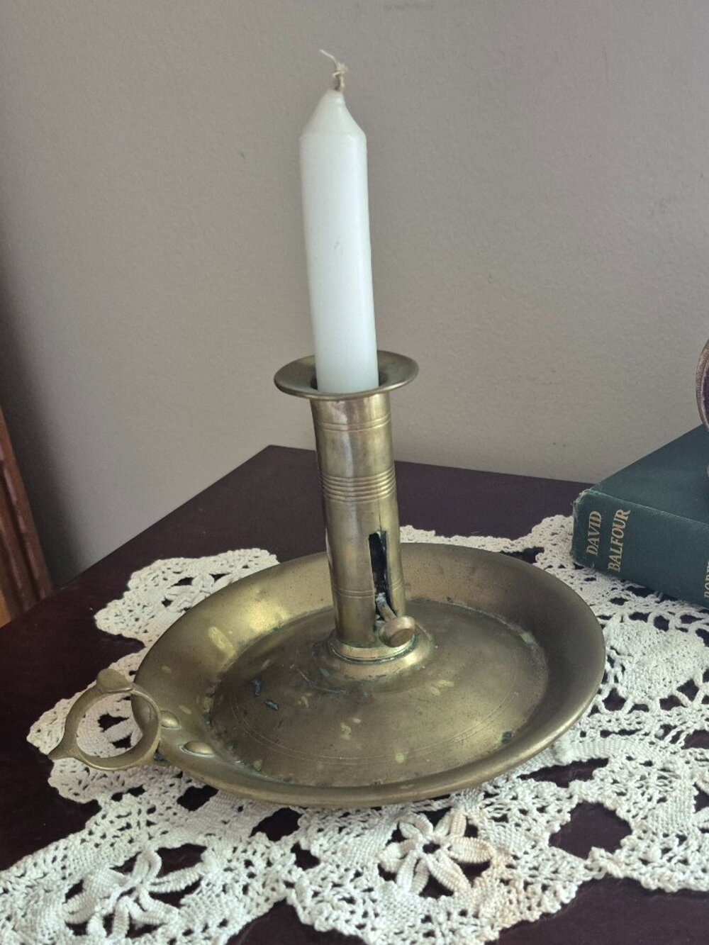 Antique Brass Chamberstick Candle Holder